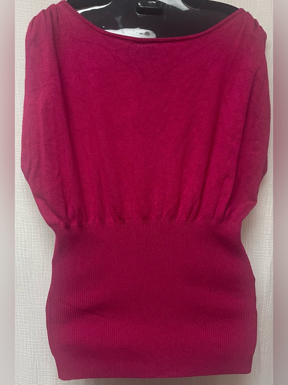 Bisou Bisou Raspberry Knit Top with Ruched/Chained Tank Shoulders, Sz: L - Picture 3 of 9